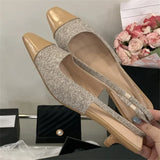 Bonnyshow  New Design Mixed Color Pointed Toe Women Pumps Fashion Elegant Slingbacks Thin Low Heels Party Prom Mule Shoes