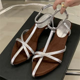 Bonnyshow  Fashion Summer Buckle Strap Woman Sandals Design Style Narrow Band Ladies Shoes Elegant Low Heels Dress Zapatos De Mujer