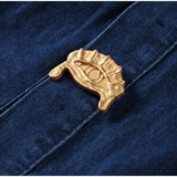 Bonnyshow  Lapel Hollowed Out Women Jeans Dresses Sexy Stand Collar Metal Button Open Waist Sleeveless Split Spring Autumn Lady Denim Dress