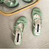 Bonnyshow  Designer Summer Thick Heel Women Slippers Fashion Butterfly-knot Ladies Outdoor Dress Slides Sandalias