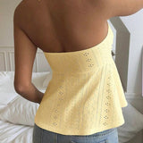Bonnyshow  Fashion Casual Summer Women's Strapless Lace-up Vest Top Sexy Solid Color Off Shoulder Sleeveless Tank Tops Streetwear Beach