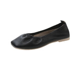 Bonnyshow  Soft Shoes Woman Flats Autumn Shallow Mouth Slip-on Square Toe Casual Female Sneakers Dress Fall New Slip on Moccasin Summer