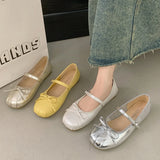 Bonnyshow  Designer Spring Women Mary Jane Shoes Fashion Square Toe Ladies Comfort Soft Sole Flats Women's Comfort Ballerinas Shoes