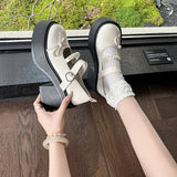 Bonnyshow  Black Super High Heels Mary Jane Shoes Women 2025Goth Chunky Platform Pumps Woman Plus Size Ankle Buckle Party Lolita Shoes