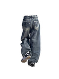 Bonnyshow Women's Vintage Baggy Blue Jeans High Waist Denim Trousers Korean 2000s Y2k Harajuku 90s Aesthetic Oversize Pants Trashy Clothes