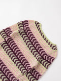 Bonnyshow  New 2025 Women Vintage Striped Knit Mini Dresses Round Neck Long Sleeve Bodycon Casual Vestidos