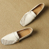 Bonnyshow  Women Shoes Fashion Loafers 2025 Summer New Design Hollow Slip On Breathable Mesh Elegant Women Flat Shoes Walking Casual Shoes