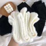 Bonnyshow Pure Color Plush Socks Women Winter Warm Mink Velvet Home Sleeping Sock Soft Thicken Thermal Fluffy Floor Socks Sox