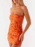 Bonnyshow  Bead Embroidery Flower Summer Tube Dress Women Sequins Sleeveless Backless Slim Evening Party Dresses Holiday Seaside Vestidos