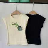 Bonnyshow  Women Soft Cozy Stretch Chic 2000s T-shirt 2025 New In Slim Fit Top Women Clothes Dongdaemun Women Summer