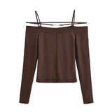 Bonnyshow  Sexy Strapless Blouse One-shoulder Slim Long-sleeved T-shirt Female