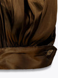 Bonnyshow  Casual Solid Slip Jumpsuit Women Vintage Brown Pleated Loose Wide Leg Jumpsuits Female 2025 Fashion Summer Street Lady Pants