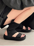 Bonnyshow  Spring Autumn Clip Toe Women Sandals Fashion Platform Thick Bottom Shoes Ladies Slip On Sandalias Booties
