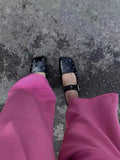 Bonnyshow  Square Toe Red Rivet Mary Jane Shoes Women Elegant Spring Autumn Flats Shoes Ladies Shallow Casual Black Loafers Footwear 2025