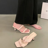 Bonnyshow  Designer Summer Women Open Toe Slippers Fashion Comfort High Heel Party Dress Slides Shoes