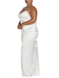 Bonnyshow  Elegant Floral Print Sleeveless Maxi Dress with Tassel Detailing and Backless Design for Summer Parties and Clubs