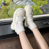 Bonnyshow  Black Super High Heels Mary Jane Shoes Women 2025Goth Chunky Platform Pumps Woman Plus Size Ankle Buckle Party Lolita Shoes