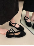 Bonnyshow  Ladies Ballet Shallow Flat Shoes Women's Retro Mary Jane Shoes Luxury soft sole shoe Women cross strap Flats Zapatos Mujer 2025