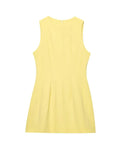 Bonnyshow  Sleeveless O Neck A-line Casual Mini Dresses Women Chic Yellow High Waist Short Robe 2025 Summer Lady Daily Evening Party Gown