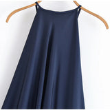 Bonnyshow  Summer Halter Backless Solid Silk Dresses Sleeveless Satin Minimalist 2025 Summer Elegant Evening Vestido Beach Party Lady Robe