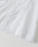 Bonnyshow  Sweet White Folds Blouse Top Women New Casual Single Breasted Ruffle Sleeveless Tank Tops Vest Preppy Style Basic Camisole Y2K