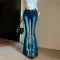 Bonnyshow  Women's Chic Hip-enhancing Padded Skinny Full Length Flare Jeans Lady High Street High Light Wash Slim Boot Cut Jeans