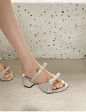 Bonnyshow  Designer Summer Thick Heel Women Slippers Fashion Butterfly-knot Ladies Outdoor Dress Slides Sandalias