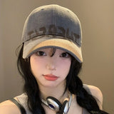 Bonnyshow Punk Letter Baseball Cap for Women Streetwear Vintage Print Snapback Hat Summer Adjustable Duck Tongue Caps