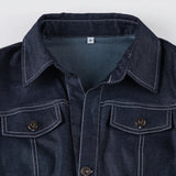 Bonnyshow  Retro Workwear Pocket Shirt Fashion Streetwear Women Y2K Button Up Tee Dark Blue Short Sleeve Fitted Crop Top Lady