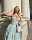 Bonnyshow  Sexy Party Dress Women Strapless Hollow Out A-E Midi Evening Dresses Female 2025 Autumn Fashion Patchwork Panelled Lady Robes