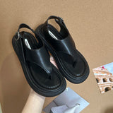 Bonnyshow  Summer Clip Toe Platform Flats Women Sandals Fashion Ankle Buckle Shoes Ladies Outdoor Gladiator Sandalias