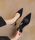 Bonnyshow  Black Sandals Women Summer New Fashion Women's Pointed Square Heel Sandals Pumps Women Shoes Office Dress Shoes Sexy High Shoes