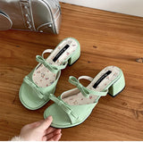 Bonnyshow  Designer Summer Thick Heel Women Slippers Fashion Butterfly-knot Ladies Outdoor Dress Slides Sandalias
