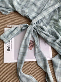 Bonnyshow  Fashionable Irregular Mini Dress Female Clothing Plaid Summer New Swinging Collar Drawstring Hotsweet Sleeveless Vintage Dresses