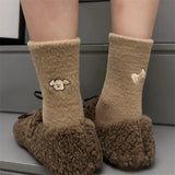 Bonnyshow Cute Cartoon Animals Fluffy Socks Winter Warm Pure Cotton Women Middle Tube Funny Socks  Girl Clothes  Accessories Funny Gift