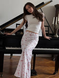 Bonnyshow  Summer Print Women's Skrit Floral Sheath Regular Causal Basic Slim Fit Beach Style Elegant Female Vestidos