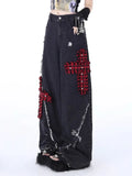 Bonnyshow Vintage Y2k Jeans Baggy Woman Japanese Style Denim Pants Korean Fashion Streetwear Harajuku Punk Gyaru Trousers