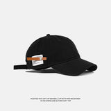 Bonnyshow Retro Baseball Cap for Women Men Hip Hop Letter Leather Label Snapback Hat Summer Solid Color Cotton Casual Couple Peaked Hats