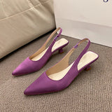 Bonnyshow  Summer New Women Sandals Heel Ladies Shoes Pointed Toe Solid Female Women's Shoes Back Strap Slip on