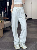 Bonnyshow Y2k Sports Baggy Sweatpants Woman Jogging Oversized Casual Wide Leg Pants America High Street Jogger Trousers Korean Style