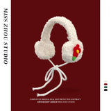 Bonnyshow Japanese Plush Apple Ear Muffs Ladies Plush Earplugs Cold Ear Muffs Warm Cute Plush Windproof Ear Muffs Bike Accessories