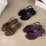 Bonnyshow  Fashion Bowknot Hollow Low Heel Sandals Women Summer Sexy Open Toe Elegant Dress Pumps Luxury Designer Brand Shoes for Ladies