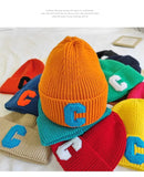 Bonnyshow Unisex Winter Knitted Hat Big C Letter Simple Beanie Cap Korean Version Skullies Beanies Soft Hip Hop Casual Bonnet Caps