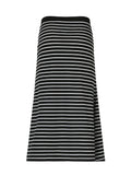 Bonnyshow Y2K Black White Stripe Long Skirts Women Split Elastic Waist Basic Elegant Knitted Skirt