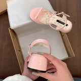 Bonnyshow  Summer Cover Toe Thick Heel Women Sandals Fashion Butterfly-knot Dress Shoes Women's Dancing Party Prom Sandalias