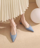 Bonnyshow  French Satin Style Sandals 2025 Spring Women New Baotou Mid Heel Design Luxury Pointed Versatile Single Shoes