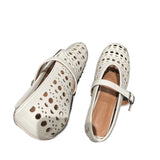 Bonnyshow  New Casual Fashionable Women's Summer Hollow Ladies Shoes Closed Toe Sandals Soft and Comfortable Ballet Flat Shoes
