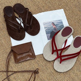 Bonnyshow  Weave Flip Flops Women Slippers Summer Beach Casual Flats Sandals Female Elegant Soft Comfortable Slides Ladies Shoes New 2025