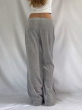 Bonnyshow  Grey Loose Straight Sweatpants Streetwear y2k Lace-up Low Rise Side Striped Stitching Casual Pants Women Harajuku Capris