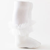Bonnyshow Autumn Winter Baby Girls Socks Toddlers Children Knee High Socks Soft Cotton Puffy Mesh Lace Flower Kids Sock Tube Calcetines